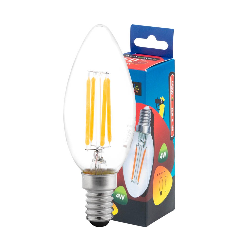 BEC LED FILAMENT LUMANARE 4W E14 2700K, NOVELITE - imagine 2